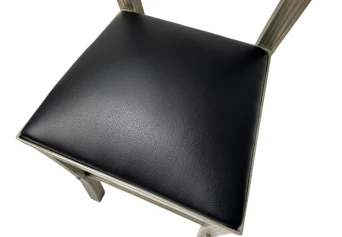 Two French Art Deco Side Chairs with Black Leather Seats, 1930s